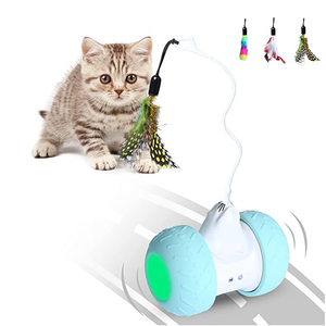 Pet Feather Cat Stick Electric Voice Cat Interactive Toy Intelligent Balance Car Light Emitting Robot 