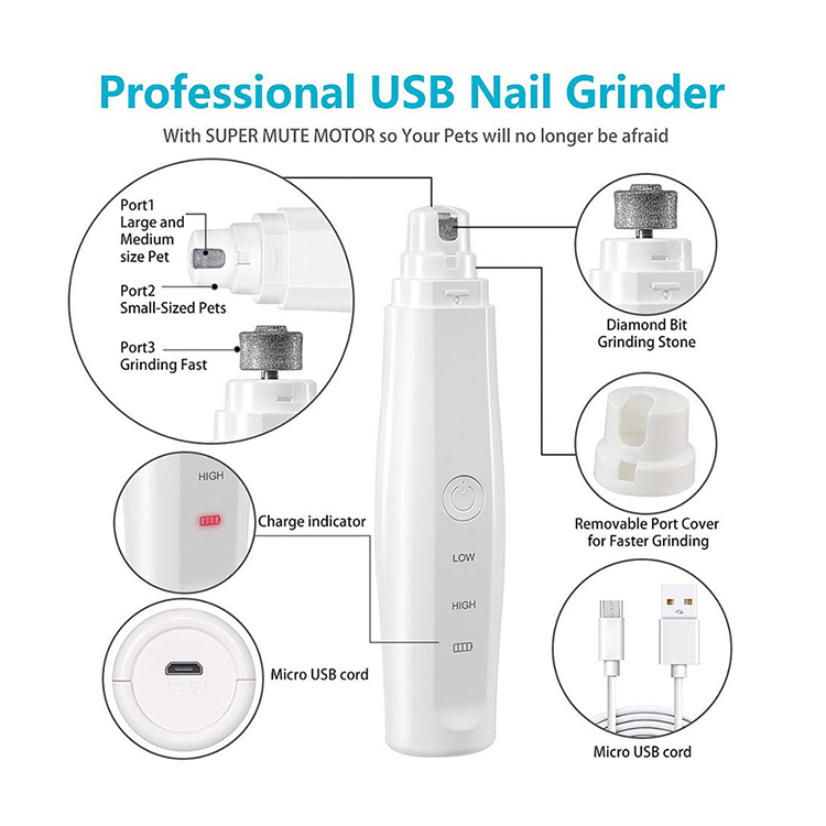 Best Cat Claw Trimmer Pedicure Electric Safe Toenail Battery Powered Painless Pet Nail Grinder