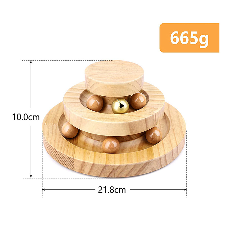 Unique Design Cat Three Levels Tracks And Ball Wooden Pet Interactive Roller Table Cat Tunnel Tower Toys Cat Catch Ball