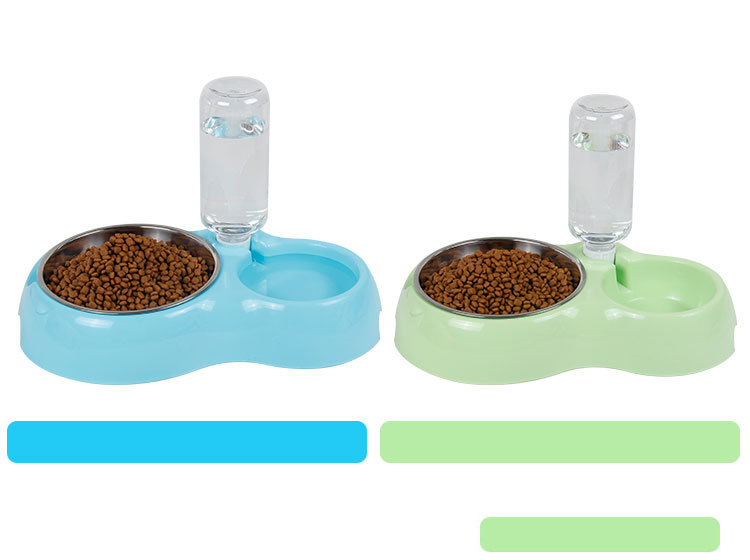 Exquisite Automatic Water Feeding Double Plastic Dog Rice Bowl 