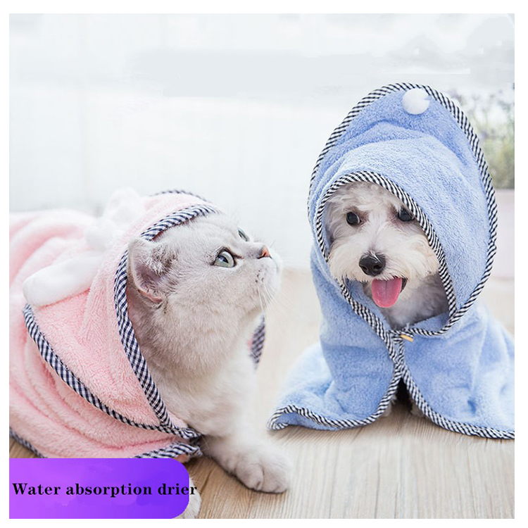 Dog Bathrobe Dog Bathrobe Towel Microfiber Pet Quick Dry Moistur Cute Cat Head Bathrobs