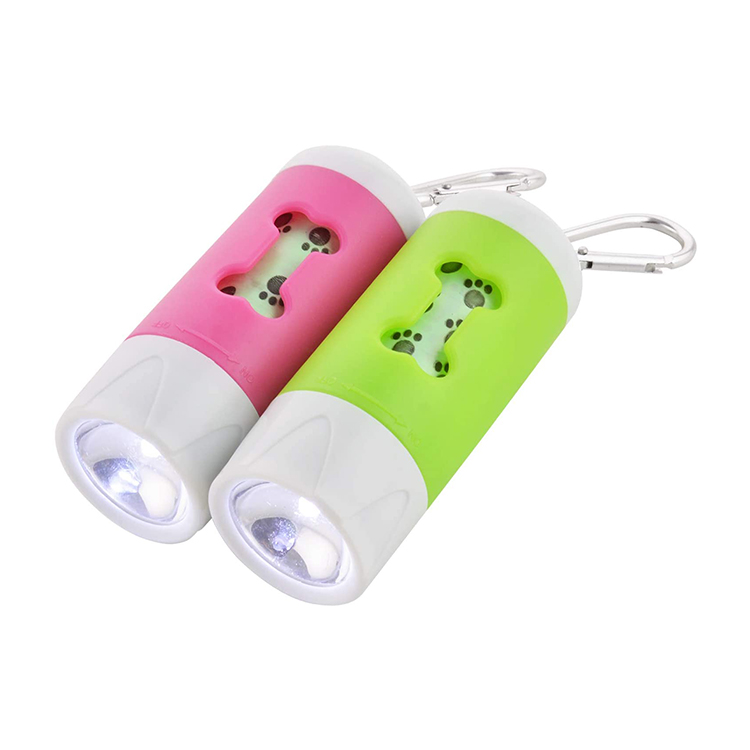  LED Flashlight Poop Bags Pet Dispenser with Pet Waste Bag