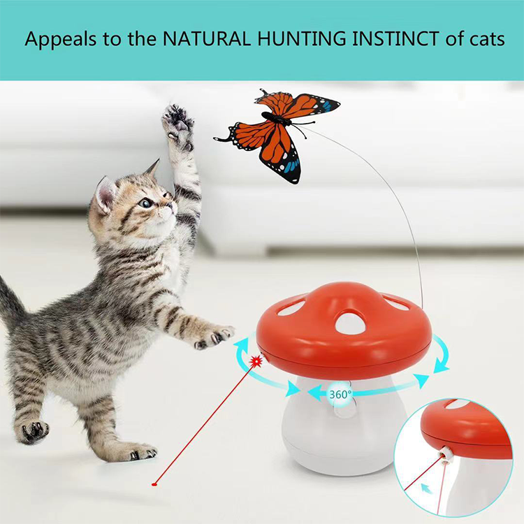 High Quality Interactive Funny Cat Toy with Butterfly Electric Automatic Rotating Cat Teaser Toy