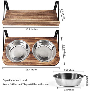 Durable Solid Classical Wooden Dog Rice Watering Bowl