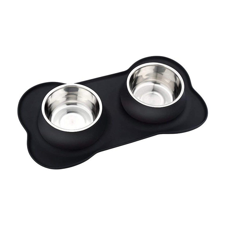 Dog Bowls Stainless Steel Dog Bowl with No Spill Dog Food Bowl Non-Slip Silicone Mat Feeder Bowls