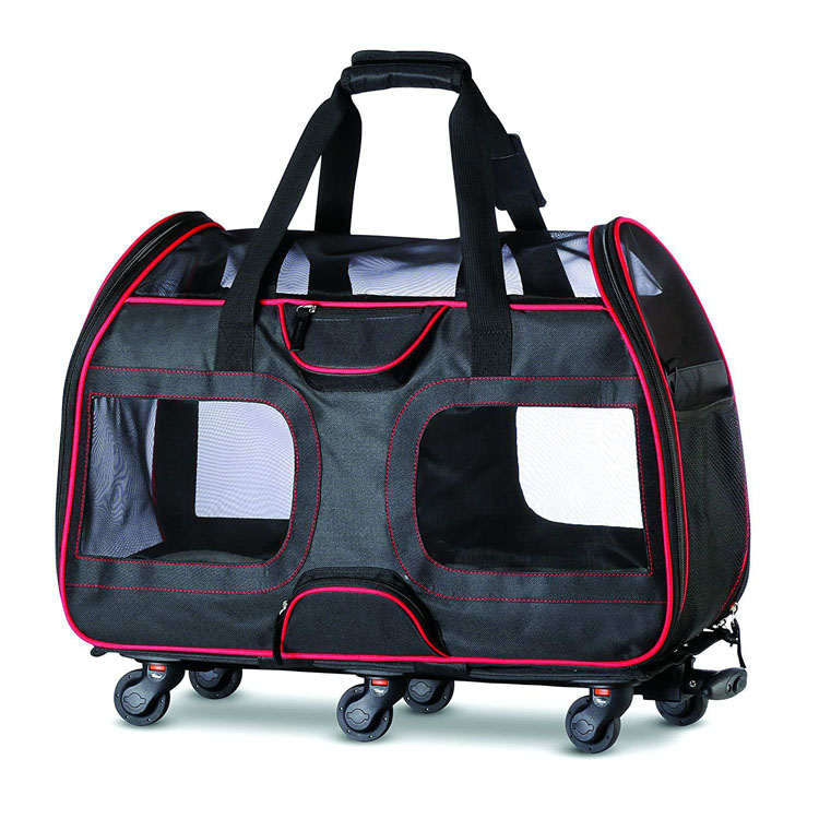 Pet Bike Carrier With Wheels Pet Carrier Bag Cat Travel Back Pack Airline Approved