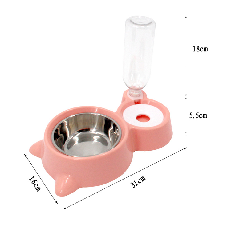 Pets Water And Food Bowl Set with Automatic Waterer Bottle for Small Or Medium Size Dogs Cats 