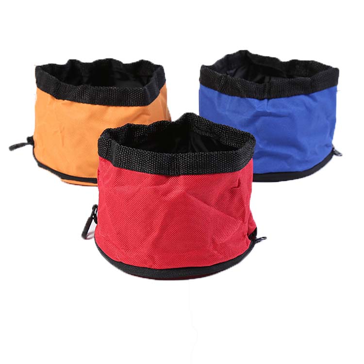 Wholesale Factory Manufacturer Portable Folding Travel Pet Dog Bowl with Waterproof Oxford Fabric.