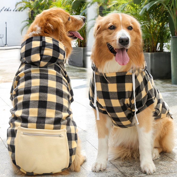 Autumn And Winter New Plaid Zipper Pocket Weiwang Big Dog Pet Clothes