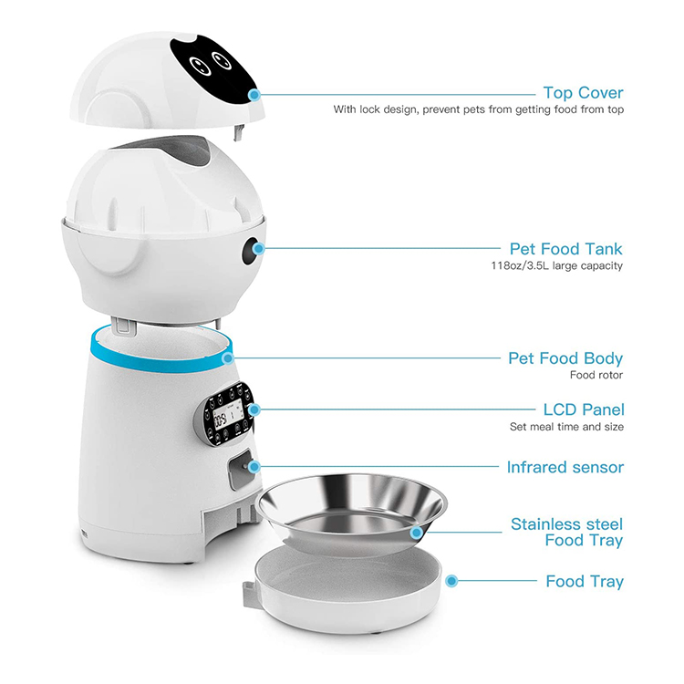 Smart Dogs Cats Food Dispenser Robot Automatic Pet Feeder