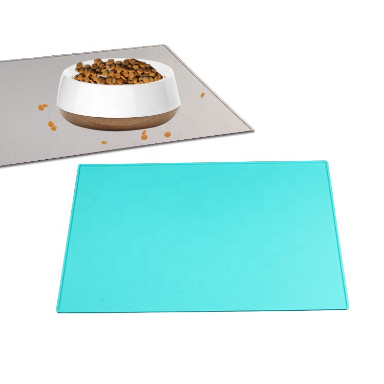 Raised Edge Silicone Non Slip Dishwasher Waterproof Pet Feeding Mat Bowl Placemat