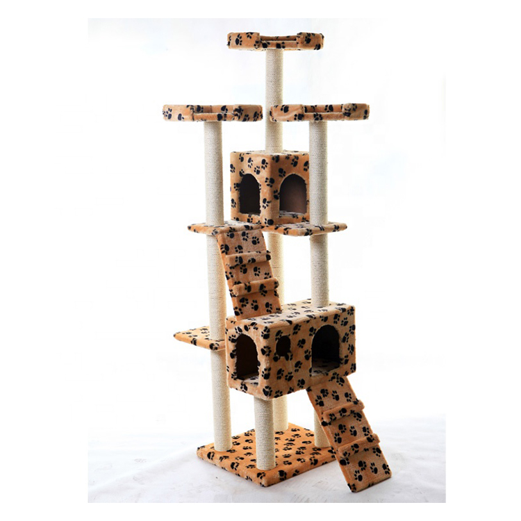 Wooden Luxury Activity Tall House Cat Tree Scratcher From Branches